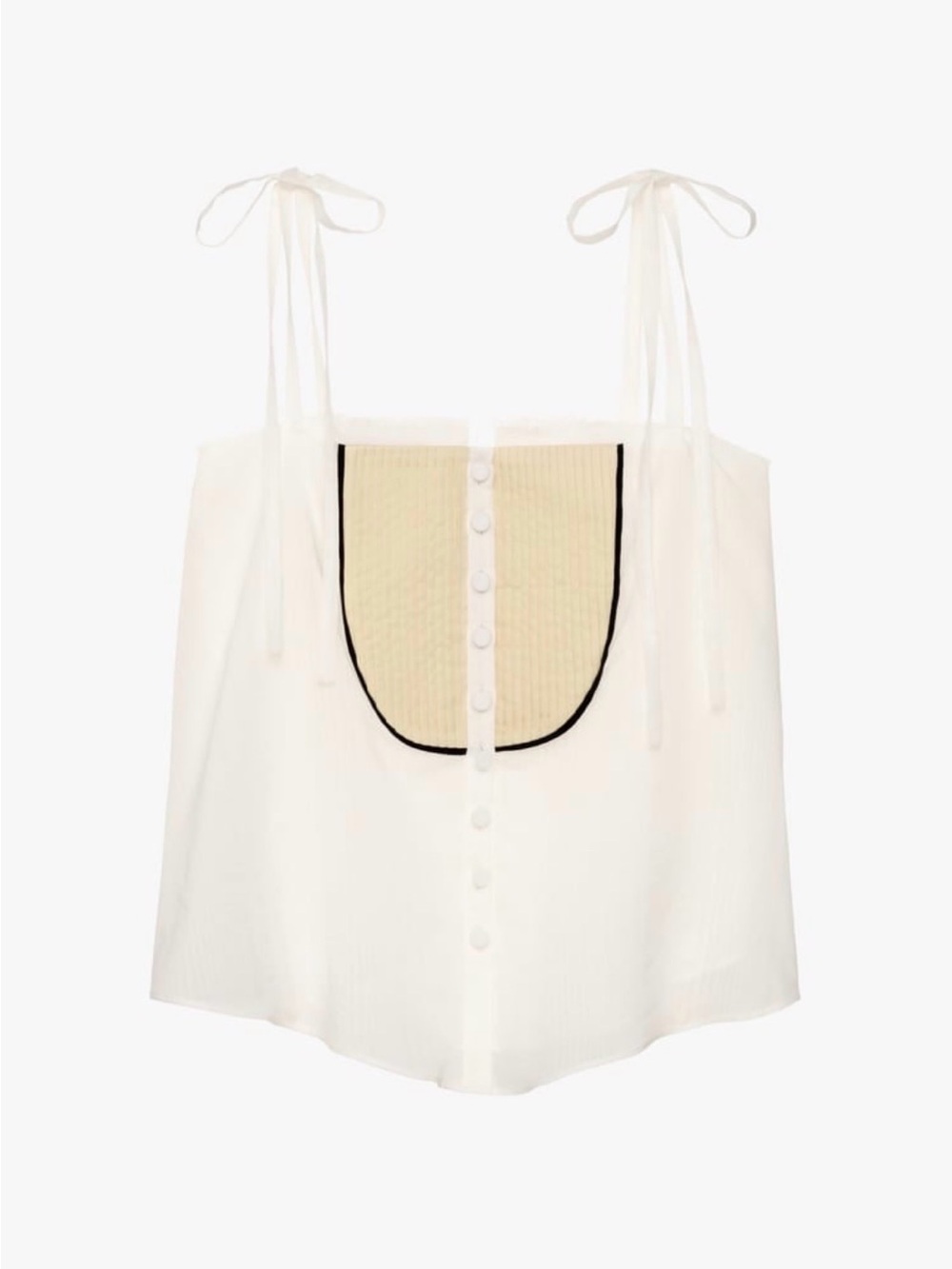 ZARA STUDIO COLLECTION WHITE SPAGHETTI STRAP A-LINE TUXEDO SUMMER BLOUSE SZ M - Picture 2 of 9